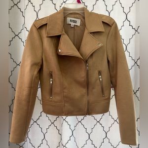 BB Dakota Steve Madden Beige Faux Suede Jet Set Moto Jacket Size L